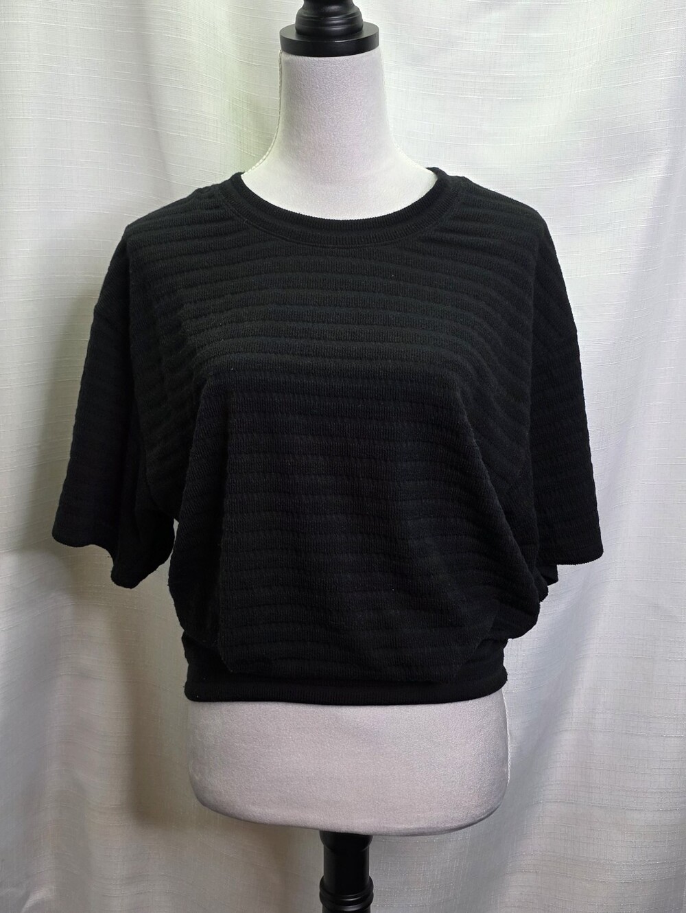 LNA Clothing Black Ribbed Short Sleeve Top Size Small